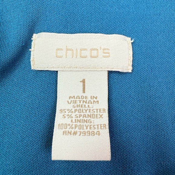 Chico’s Blue Beige Multi Chevron Stripe Sleeveless Maxi Jersey Dress Sz Medium - Picture 4 of 8